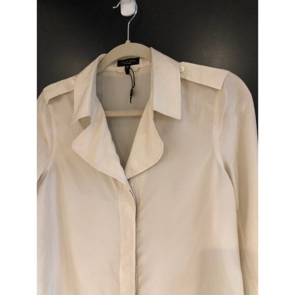 Rag & Bone Women's White Field Silk Blouse Classic Fit Top Size XS - Picture 6 of 12